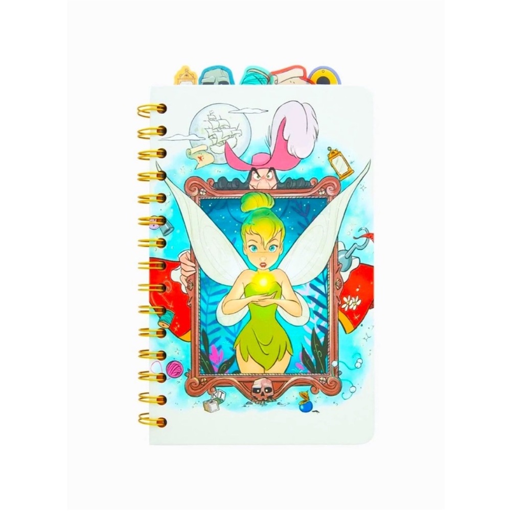 Tinkerbell Tabbed Journal Disney Peter Pan Spiral Notebook 5x8” 75 Sheets NWT!!
